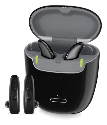 Rechargeable hearing aid with charging case
